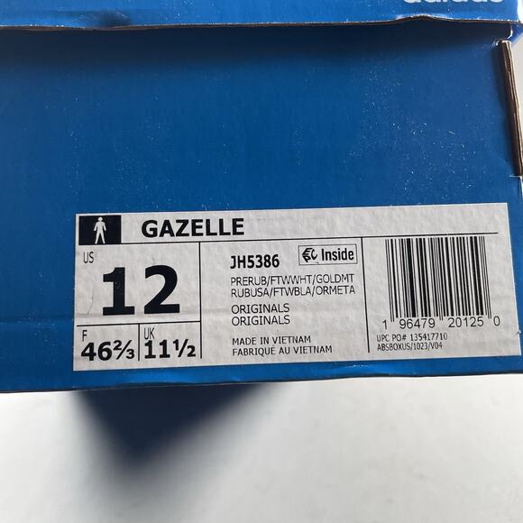 Adidas Originals Gazelle Men’s 12 Prerub Suede Casual Sneakers Athletic JH5386 - Picture 8 of 8